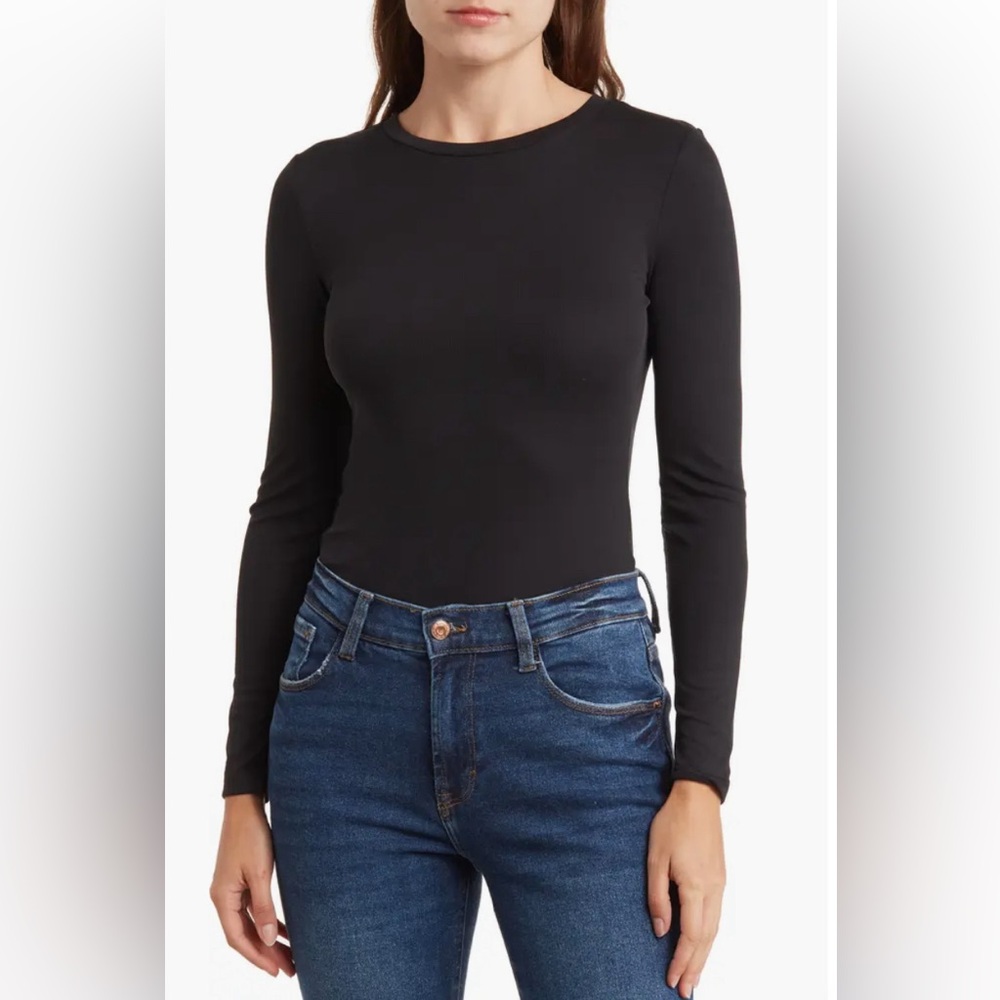 Elodie Ribbed Bodysuit in Black Small NWOT